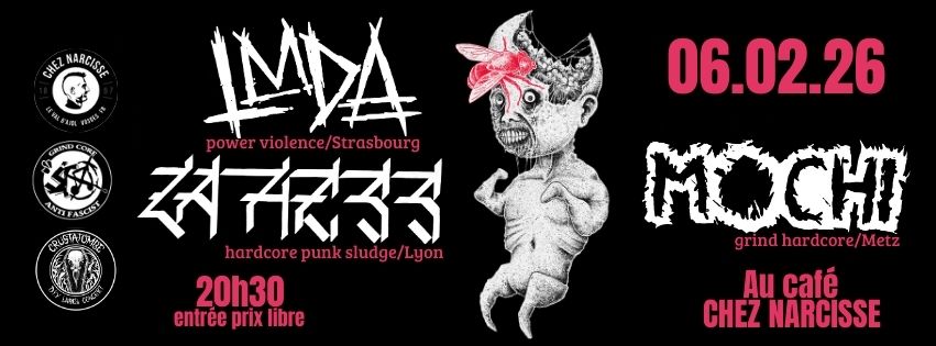 Soirée grindcore harcore // asso crustatombe : la hess + LMDA + MOCHI