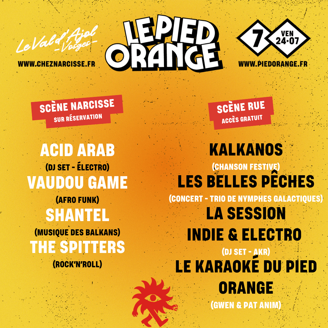 ACID ARAB + VAUDOU GAME + SHANTEL + THE SPITTERS – VENDREDI FESTIVAL PIED ORANGE 2026